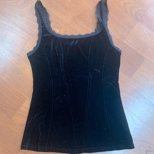 Arianne Sleeveless Black velvet bodice tank top, size Small.